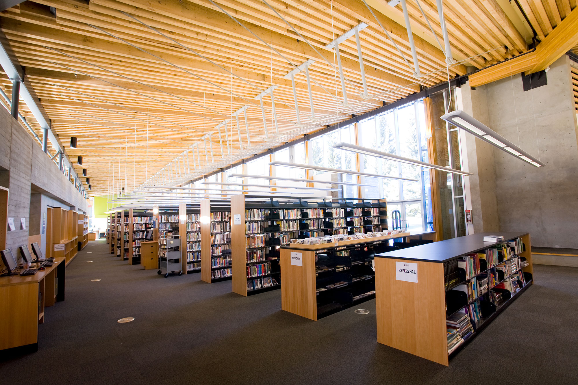 Whistler Library wideshot of bookshelves