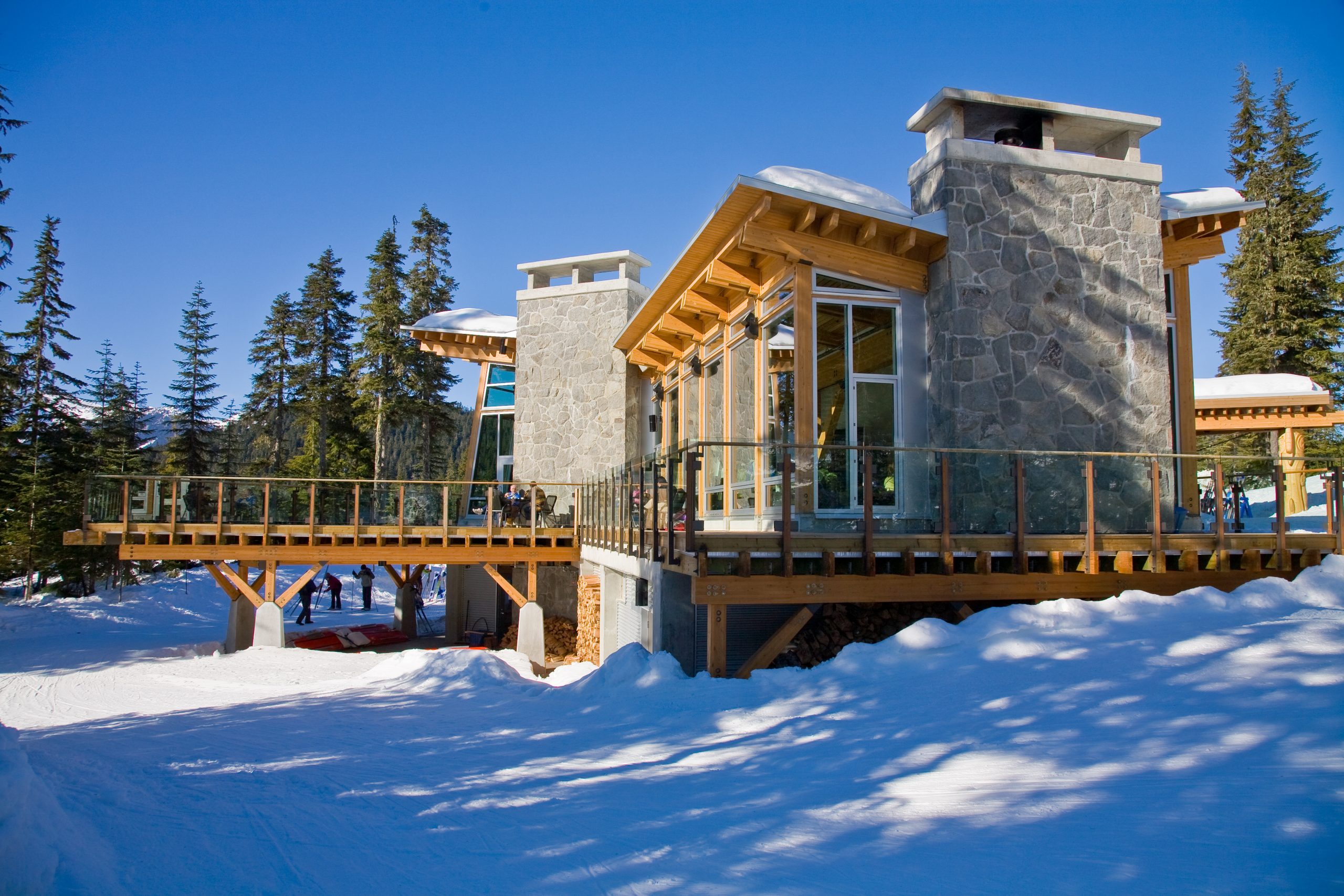 Outdoor building made of Pacific HemFir surrounded by snow